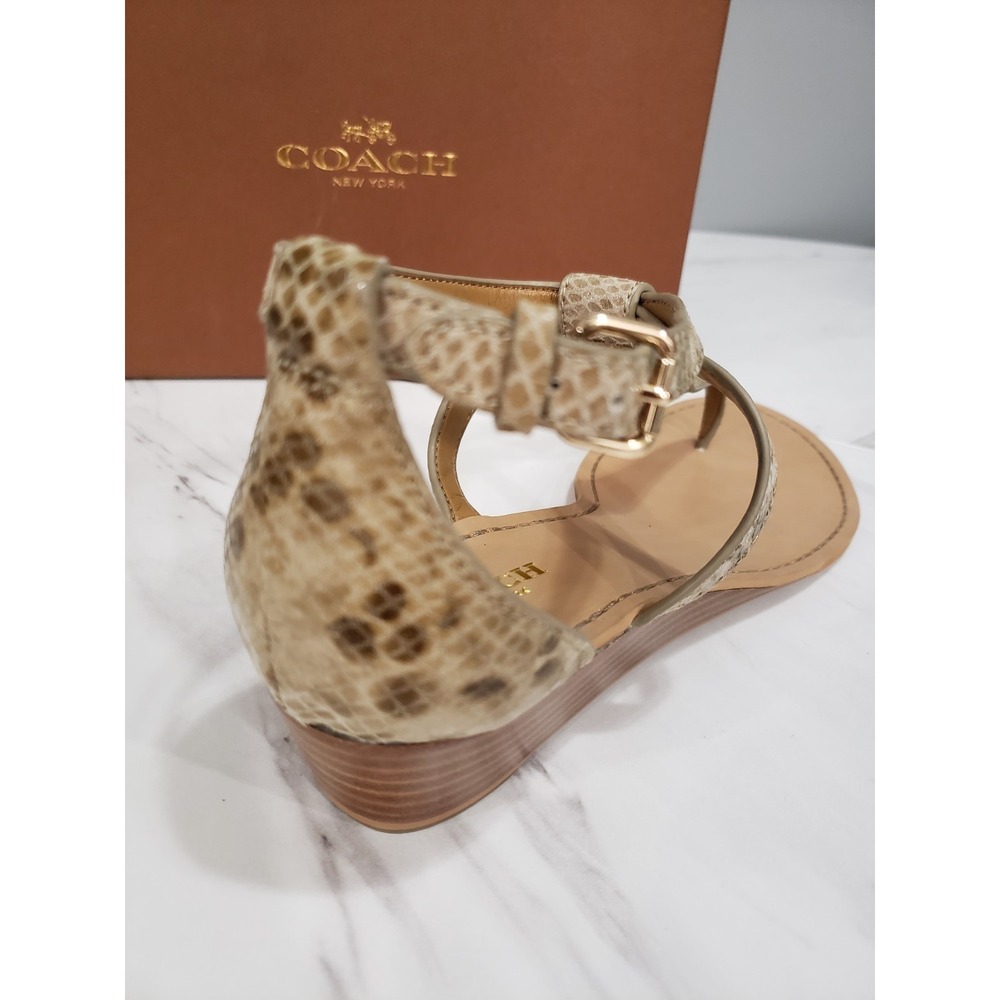 NEW‎ Coach Turnlock Leather Sandals Ingrid Snakeskin Snake Print Size 8.5 Womens - Picture 7 of 8